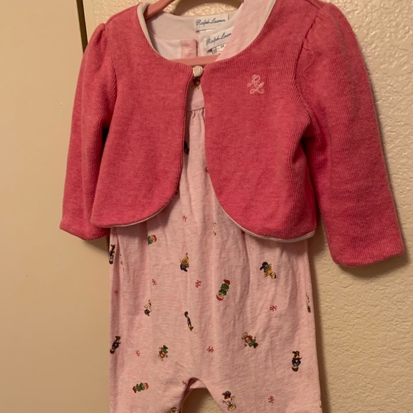 Ralph Lauren Polo Footed romper set - Picture 1 of 6